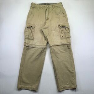 PLUGG Cargo Pants Size 30x30 Mens Convertible Shorts Distressed Hiking Tan Khaki